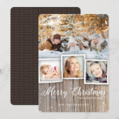 Country Rustic Wood Merry-kerstfotokaart Feestdagenkaart (Voorkant / Achterkant)