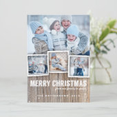 Country Rustic Wood Merry-kerstfotokaart Feestdagenkaart (Staand voorkant)