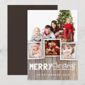 Country Rustic Wood Merry-kerstfotokaart Feestdagenkaart (Voorkant / Achterkant)