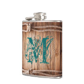 Country Rustic Wood Rope Monogram Whiskey Flask Heupfles (Links)
