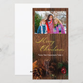 Country Rustic Wood Vrolijke Kerstfoto Feestdagenkaart (Voorkant / Achterkant)