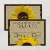 Country Rustic Zonnebloem en Burlap Beantwoorden K RSVP Kaartje (Voorkant / Achterkant)