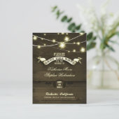 country rustiek bewaar de datum met twinkle lampje aankondigingskaart (Staand voorkant)