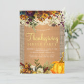 Country rustiek bloemenburlap Thanksgiving diner Kaart (Staand voorkant)