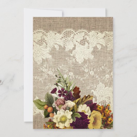 Country rustiek bloemenburlap Thanksgiving diner Kaart (Achterkant)