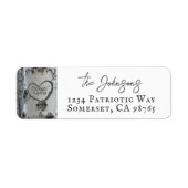 Country Rustiek gesneden hart berk boom Etiket (Voorkant)