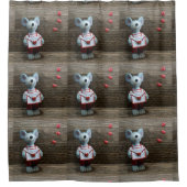 Country Rustiek Hout Trendy Valentijn Muisharten Douchegordijn (Voorkant)