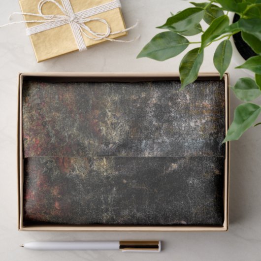 Country Rustiek Zwart Sinaasappel Grunge  Textuur Tissuepapier (Geschenk)