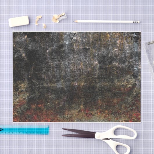 Country Rustiek Zwart Sinaasappel Grunge  Textuur Tissuepapier (Craft)