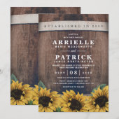 Country Rustieke Barrel  Zonnebloem Bruiloft Kaart (Voorkant / Achterkant)