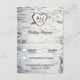 Country Rustieke Berkenboom Bark Bruiloft RSVP Kaa Kaartje