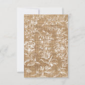 Country Rustieke Burlap en Kant Bruiloft RSVP Kaartje (Achterkant)