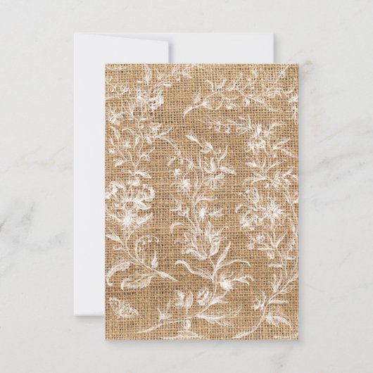 Country Rustieke Burlap en Kant Bruiloft RSVP Kaartje (Achterkant)
