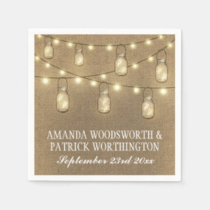 Country Rustieke Burlap Mason Jar Trouwservetten Servet