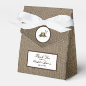 Country Rustieke Burlap Monogram Boom Bruiloft Bedankdoosjes (Voorkant Zijde)