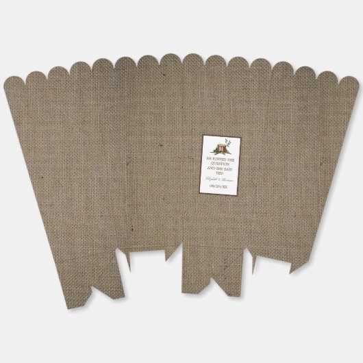 Country Rustieke Burlap Monogram Boom Bruiloft Bedankdoosjes (Ongevouwen)