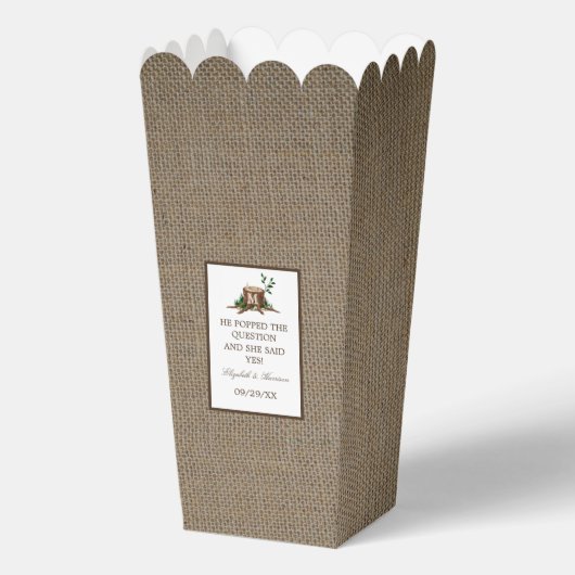 Country Rustieke Burlap Monogram Boom Bruiloft Bedankdoosjes (Voorkant)