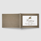 Country Rustieke Burlap Monogram Boom Bruiloft Gastenboek (Volledig)