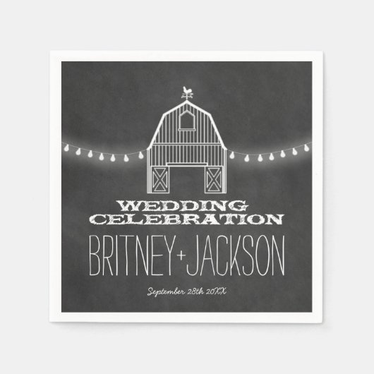 Country Rustieke Chalkboard Schuur Bruiloft Servet (Voorkant)