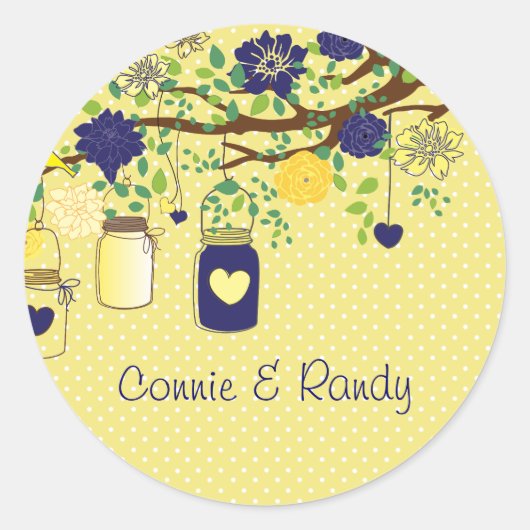 Country Rustieke Gele Maïs en Blue Mason Sticker (Voorkant)