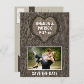 country rustieke gesneden eiken boom bewaar de dat aankondigingskaart (Voorkant / Achterkant)