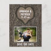 country rustieke gesneden eiken boom bewaar de dat aankondigingskaart (Voorkant)