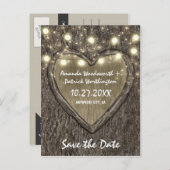 country rustieke gesneden eiken boom bewaar de dat aankondigingskaart (Voorkant / Achterkant)