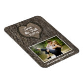 Country Rustieke gesneden eiken boom Save the Date Magneet (Rechterzijde)