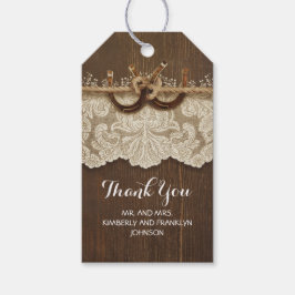 Country Rustieke Hoefijzers Kant Houten Bruiloft Cadeaulabel