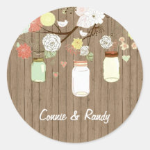 Country Rustieke Mason Jar Bruiloft Sticker
