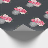 Country Rustieke Mason Jar Pioen Bruiloft Cadeaupapier (Hoek)