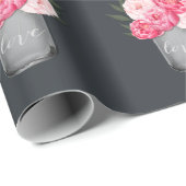 Country Rustieke Mason Jar Pioen Bruiloft Cadeaupapier (Rol Hoek)