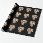Country Rustieke Mason Jar Zonnebloem Bruiloft Cadeaupapier<br><div class="desc">Country Rustic Mason Jar Sunflower Wedding Wrapping Paper - heeft een zwarte achtergrond met metselaarpotten gevuld met zonnebloemen. Liefde staat op de potten gedrukt. Zie het bijpassende bruiloft collectie hieronder.</div>