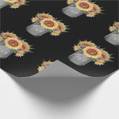 Country Rustieke Mason Jar Zonnebloem Bruiloft Cadeaupapier (Hoek)
