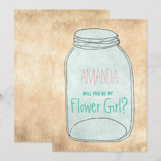 Country rustieke metselaar pot Wil je mijn bloemme Kaart (Voorkant / Achterkant)