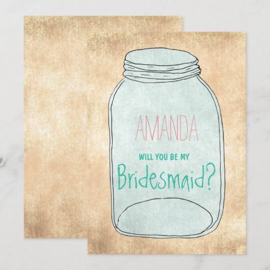 Country rustieke metselaar pot Wil je mijn bruidsm Kaart (Voorkant / Achterkant)