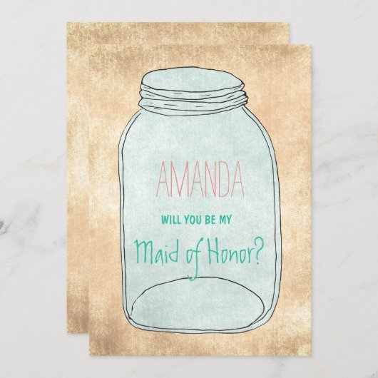 Country rustieke metselaar pot Wil je mijn meid va Kaart (Voorkant / Achterkant)