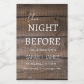 Country Rustieke repetitie diner de avond ervoor Wijn Etiket (Enkel label)