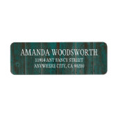 Country Rustieke Turquoise Schuur Hout Bruiloft La Etiket (Voorkant)