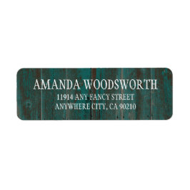 Country Rustieke Turquoise Schuur Hout Bruiloft La Etiket