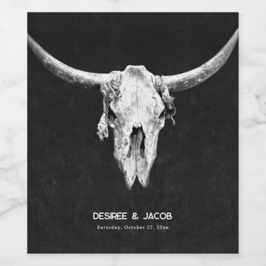 Country Rustieke Westerne Black and White Bull Sku Wijn Etiket (Enkel label)