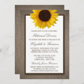 Country rustieke zonnebloem burlap repetitie diner kaart (Voorkant / Achterkant)