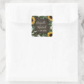 Country Rustieke Zonnebloem Daisy Bruiloft Favor Vierkante Sticker (Tas)