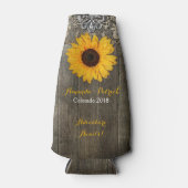 Country Rustieke Zonnebloem Kant Bruiloft Koelbox Flesjeskoeler (Voorkant)