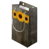 Country Rustieke Zonnebloem Kant & Burlap Gift Bag Klein Cadeauzakje (Voorkant Gekanteld)