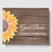 Country Rustieke Zonnebloem Schuur Hout Wedding Gastenboek (Voorkant)
