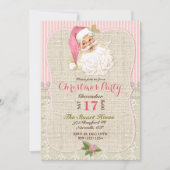 Country  Santa Claus Roze Burlap Kant Kaart (Voorkant)