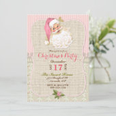 Country  Santa Claus Roze Burlap Kant Kaart (Staand voorkant)