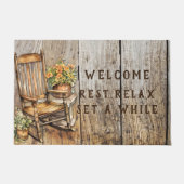 Country Schommelstoel Bloempotten Welkom Deurmat (Voorkant)