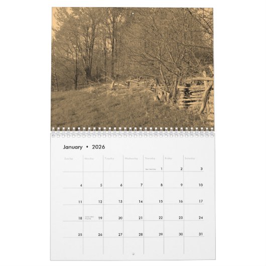 Country Sepia Calendar Kalender (Jan 2026)